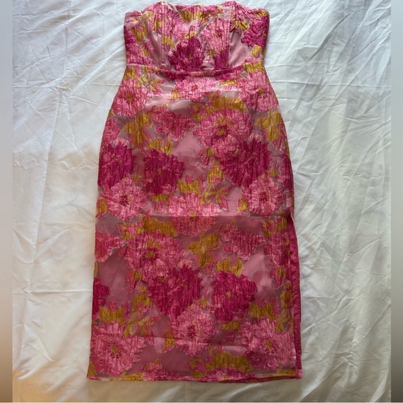 Lulus Upgraded Event Pink Floral Midi Dress - Picture 5 of 9